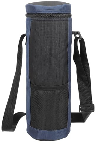 Kichvoe Porte Bouteille Isotherme en Tissu Oxford Noir Sangle Réglable, Manchon de Protection Isolant pour Gourde Plastique, Randonnée Promenade