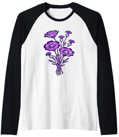 Violet crépuscule Fleur Sauvage Lilas Botanique Floral Nature Design Manche Raglan