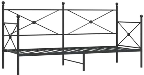 Qnhdfrt Tagesbett 80x200 cm, Gästebett mit Lattenrost, Metallbett Einzelbett Schwarz, Stabiles Bettgestell aus Stahl, Funktionales Design für Schlafzimmer oder Gästezimmer