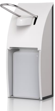 Blanc HYGIENIC FIX Armhebelspender Aluminium, 500 ml, Weiß-Transparent | 500-ml-Armhebelspender aus Aluminium, Weiß-Transparent, inkl. Leerflasche und Wandhalterung, abschließbar