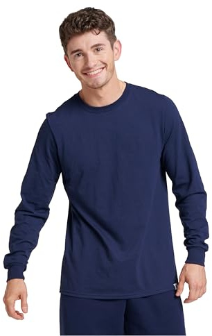 Russell Athletic Mens Cotton Performance Long Sleeve T-Shirts T Shirt, Navy, Medium US