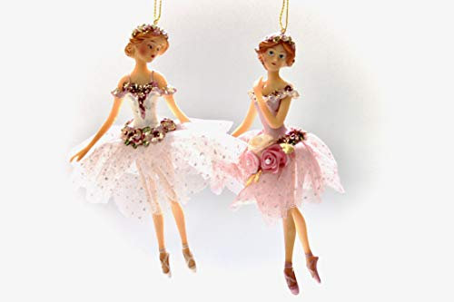 Goodwill: Tulle Resin and Fabric Flower Ballerina, Hanging Christmas Ornament - Set of 2