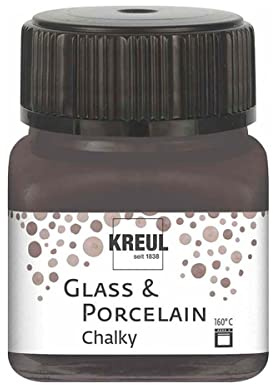 KREUL 16644 - Vidrio y Porcelana Chalky Gris Volcánico, 20 ml vidrio, suave - pintura mate al agua para vidrio y porcelana, de secado rápido, opaca