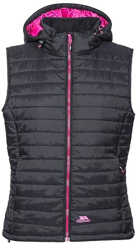Trespass Womens Gilet Aretha - Lightly Padded with Bubble Stitching, 2 Low Profile Zip Pockets, Hem Adjusters, Inner Storm Flap, Contrast Lining and Front Zip, Detachable Hood with Stud Fastenings