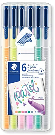 STAEDTLER triplus color 323 Fasermaler – 6er-Box, Pastell | Dreikantiger Schaft, 1,0 mm, auswaschbar – für Kinder, ergonomisch – Art.-Nr. 323SB6CS01