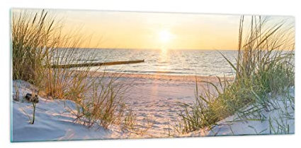 Panorama Bilder auf Glas 100x40cm Glasbild Düne Strand Meer Groß Wanddeko Bild im Glas Schlafzimmer Küche Wandbilder Dekoration Wohnzimmer Modern Wall Decor Wand Kunstdruck Art GAB100x40-3989