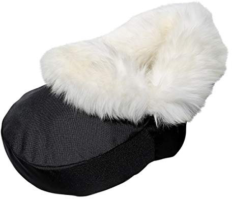 Lammfell - FUSSWÄRMER kuscheliges Merino Schaffell Naturfell Schwarz/Weiß