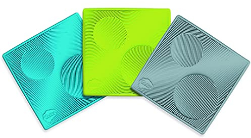 Iquities Leckmatte für Haustiere, Grau, Grün und Blau