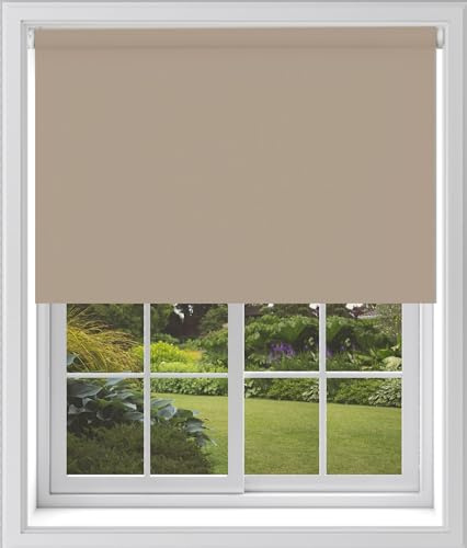 Caecus Cappuccino Blackout Roller Blinds Made To Measure Window Blinds Easy Fit Child Safe Thermal Properties Home Office Fitting Included Up To 60cm Width x Up To 210cm Drop