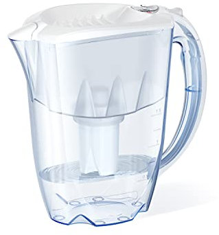 AQUAPHOR 7 Cup White Ideal Fridge Water Filter Pitcher with 1 x B15 Filter, Easy Fill Sliding lid, Reduces Chlorine, limescale and Heavy Metals. BPA Free