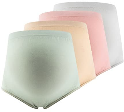 ACMEDE 4 Pack Mutande Gravidanza Slip Premaman Senza Cuciture, Slip Gravidanza Supporto Biancheria Intima di maternità Slip Morbido Elastico Mutandine Premaman Regalo per Futura Mamma (EU S, Tag L)