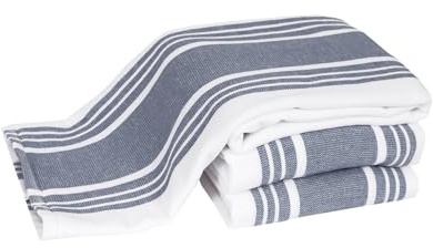 All-Clad Dual-Purpose Kitchen Towels: Highly Absorbent, Super Soft Long Lasting - 100% Cotton, 17x30 Dish Towels for Cleaning & Drying Dishes, Pans, Glassware, or Countertops, (3-Pack), Indigo