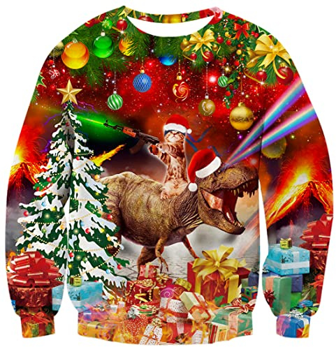 Rave on Friday Jultröja med 3D-tryck, fula jultröjor, tröjor, pullover, storlek S–XXL, XL