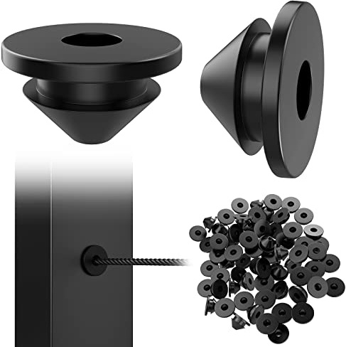 BLIKA 100 Pack Cable Railing Rubber Grommets for 1/8 5/32 3/16 Cables for Metal Cable Railing Posts, 1/8 Cable Railing Grommet, Cable Railing Protective Sleeves for Metal Posts, BL10-L