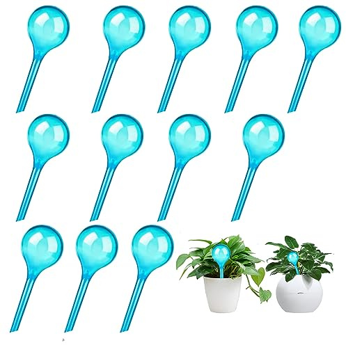 UQTUKO 12 Pièce Globe d'arrosage, Petits Automatique Boule d'irrigation en Plastique Bulbes Goute à Goute Arrosage Plante Vacances pour Arrosage Plante Interieur Fleurs Jardin en Pot (Bleu)