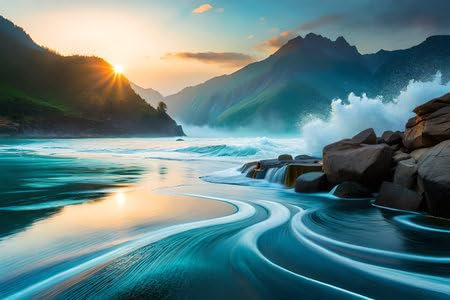 Acryl-Bild 60 x 40 cm: Fantastischer Sonnenuntergang am Milford Sound, Neuseeland. (211814671)
