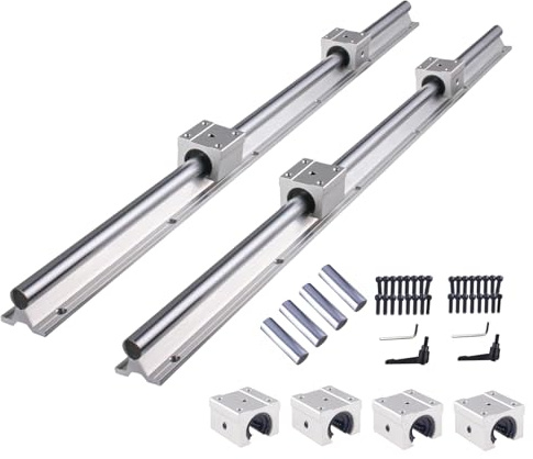 CNCYEAH SBR20 Linearführung, Gespleißte Linearschiene 3000mm 4 Stück 1500 mm Gleitführung Welle mit 8 SBR20UU Lagerblöcken und Zubehör für DIY 3D-Drucker und CNC-Maschinen