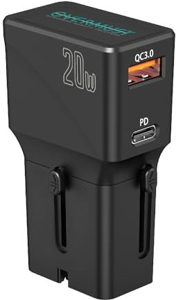 OVERMUST - Adattatore Universale da Viaggio, Compatibile con 200+ Paesi, Prese USB-C e USB-A, Ricarica Rapida 20W, Portatile e Sicuro
