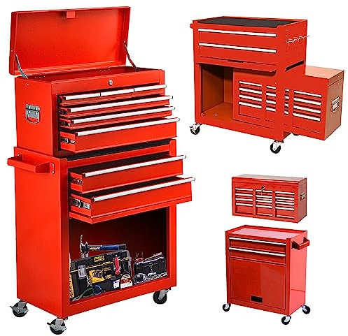 WANHAOAONY 8 Drawer Rolling Tool Chest with Wheels, High Capacity Tool Storage Cabinet & Tool Box Cart, Lockable Rolling Tool Chest with Drawers, Toolbox Organizer for Garage Warehouse Workshop