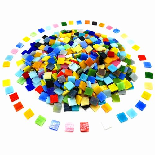 Carreaux de mosaïque en verre à faire soi-même, couleurs assorties, faites à la main, décorations pour la maison, la cuisine, la salle de bain, faciles pour les débutants, 1 x 1 cm (mélange de