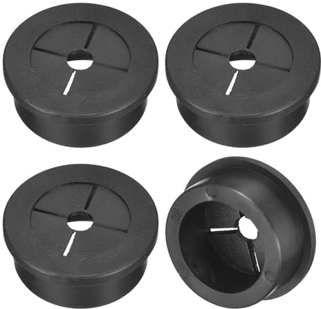 QUARKZMAN Passacavo Scrivania 28mm, Gomma Flessibile Copricavi(Nero, 4Pz) | Passacavo in Gomma Flessibile, Copertura Foro Filo, per Organizzatore Cavi e Scrivania Computer