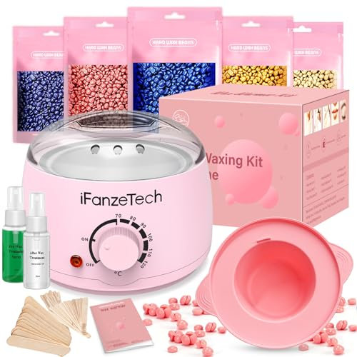 Waxing Kit, Wax Warmer, Wax Pot for Hair Removal: Wax Heater Kit for Waxing, 5 Packs Wax Beads and 30 Applicator Sticks, Painless Waxing Machine for Full Body
