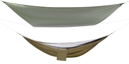 Hamaca para exteriores, hamaca de camping, hamacas con mosquitera, tienda de campaña y lluvia de lona, hamaca para mochilero, viajes, senderismo, hasta 200 kg, color verde