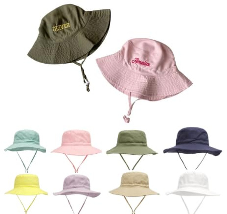 Gorro Niño Personalizado con Nombre Bordado – Sombrero Bebé Poliéster 0–6 Años Protección Solar Verano