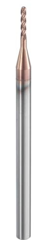 sourcing map Ball Nose End Mill 4 Flute 3/64 Diameter 1/8 Shank Tungsten Carbide Uncoated Spiral CNC Router Bits 1/4 Cutting Length Single End Ball for Carving Engraving Grinding