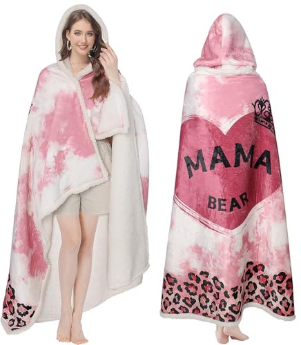 pewjury Regalo per donne, coperta portatile, coperta per divano, coperta per abbraccio, coperta con maniche, per donna, mamma, idea regalo (rosa, 130 x 185 cm)
