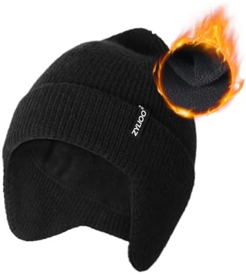 Zylioo Bonnet Hiver M-XL pour Grande Tête Bonnet Tricoté avec Oreillettes Beanie Chaud Cache Oreilles Homme Femme Bonnet Doublé Chaud Grande Taille