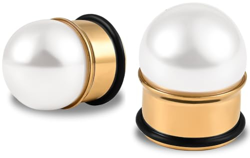 DOEARKO Ohr Flesh Tunnel 1 Paare Ohr Tunnel Plug Perle Schraubverschluss Edelstahl Ohr Plug Expander Ohrpiercing Schmuck für Frauen und Männer 6mm-16mm (Gold, 14mm)