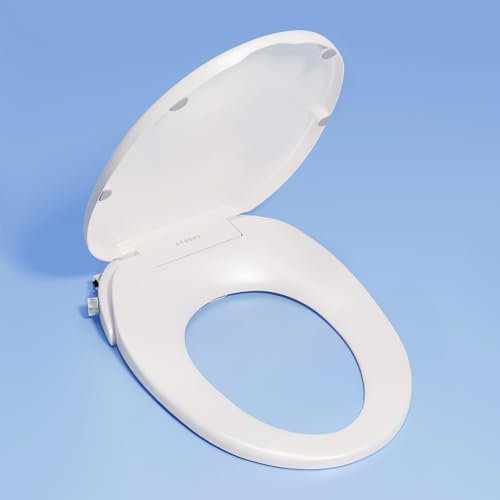 TUSHY Wave Non-Electric Bidet Toilet Seat: Sleek Elongated Design, Quick-Release for Easy Cleaning (DuoFlow Front & Rear Wash, Self-Cleaning Nozzle, Soft-Close Lid), 10-Min DIY Install, Platinum Knob