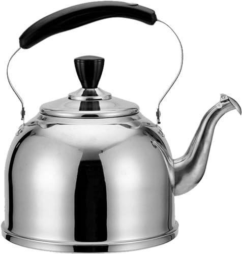 ABBNIA Stainless Tea Kettle Whistling Tea Pots for Stove Top Anti-scalding Handle Food-Grade Material Large-Capacity Household Teapot Whistle Kettle Silver-3L