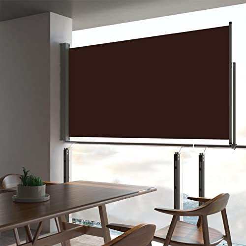 ShGaxin Ausziehbare Seitenmarkise, Sichtschutz Terrasse, Windschutz Terrasse, Terrassen-sichtschutz, Trennwand Balkon, Markise Seitenwand, 160x300 cm Braun