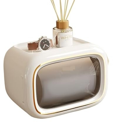 Kosmetiktücher Box Aufbewahrungsregal for Toilettenpapierboxen, wandmontierter Taschentuchrollenhalter, selbstklebender, staubdichter Halter, Taschentuchrollenaufbewahrung for zu Hause für Esszimmer B