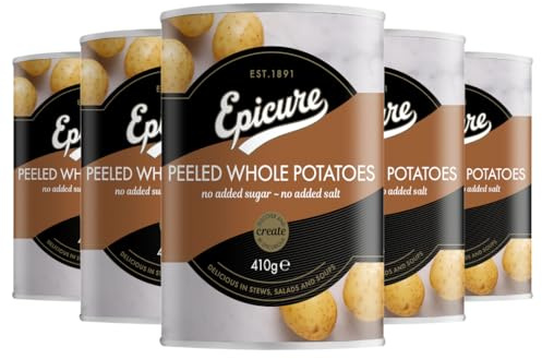Epicure Peeled Whole Potatoes in Water, Tinned Vegetables, 400 g (12-Pack) | Convenient Cooking, Versatile Ingredient, No Added Sugar, Healthy Choice