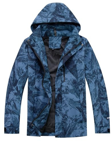 Taoyoule Regnjacka för män, skidor vattentät, utomhus, vindjacka fall, svart, snowboard, regnrock, softshell andas, funktionsanorak för sportutrustning, löpning, vandring, cykling, snowboard,