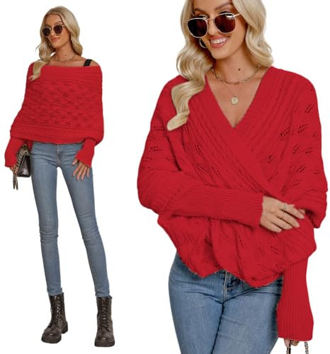 Gestrickter Schal mit Ärmeln für Frauen, Strickschal Mit Ärmeln Damen Pullover Schal Multifunktionaler Zopfmusterschal Winter Mode Poncho Schal Cape Warm Schal Wrap Schal Stola Einfarbig Wrap Scarf