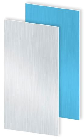 iMeistek Chapa de aluminio 6063 con lámina protectora de doble cara, 300 mm x 150 mm x 0,8 mm de grosor, placa de aluminio cuadrada (2 unidades)
