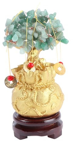 HOLIDYOYO Kristallbaum Geldbaum Dekoration Aus Natürlichem Kristall Mit Basis Bonsai-Stil s Grünes Kristall Feng Shui Für Zuhause Und Büro