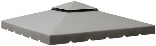 Outsunny Gazebo Tetto di ricambio 3x3m Tetto di ricambio con doppio tetto con 8 fori di drenaggio Tetto di ricambio per Gazebo Padiglione Grigio chiaro