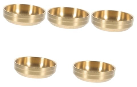 Alipis 5 Piezas plato de inmersión plato para servir salsa de condimentos platillo de sazonar de color dorado para mojar salsa de a para fiestas Acero inoxidable