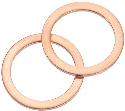 sourcing map Rondella piatta M20, 12 rondelle piatte ad anello in rame, diametro esterno 26 mm, spessore 1,5, anello di tenuta in metallo per viti, bulloni e dadi