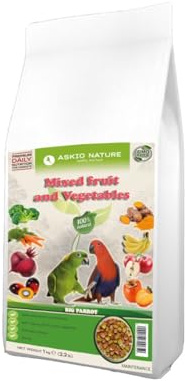 Parrot Essentials Complete Bird Food, Fruit & Vegetable Blend for Large Parrots, African Grey, Amazon, Cockatoo, Macaw (1Kg)