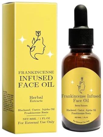 Aceite facial de resina de incienso orgánico, ricino y jojoba orgánicos, aceite de semilla negra, aceite facial antienvejecimiento, suero hidratante antienvejecimiento para todo tipo de piel (1)