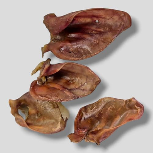 100 Stück getrocknete Schweineohren natürlicher Hundesnack, Kausnack, Hundefutter gesund und leicht verdaulich, ideal für Zahnpflege und Belohnung, 100 STK