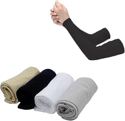 Dakexiong 4pcs UV protección solar brazo mangas para hombres,mujeres compresión refrigeración manga,tatuaje encubrimiento mangas