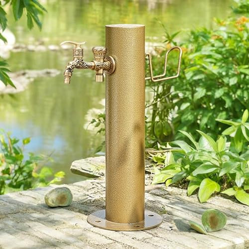 WNYAILLL Fontana da Giardino in Stile Antico, Colonna del Rubinetto da Giardino in Acciaio Inossidabile 304, Colonna d'Acqua per Il Giardino, per Esterno Casa Giardino(Gold C,50cm/19.7in)