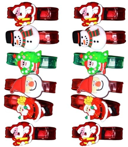 Laikoutd 12x Colorate Bande Cartoni Animati in Silicone A LED Braccialetti Natalizi Bracciali Regolabili per Feste E Feste Notturne Bracciale Illuminata